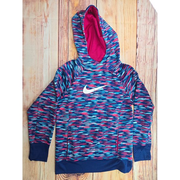 Nike Therma-Fit Kids Multicolor Patterned Hoodie Large Long Sleeve Pullover - Picture 5 of 8